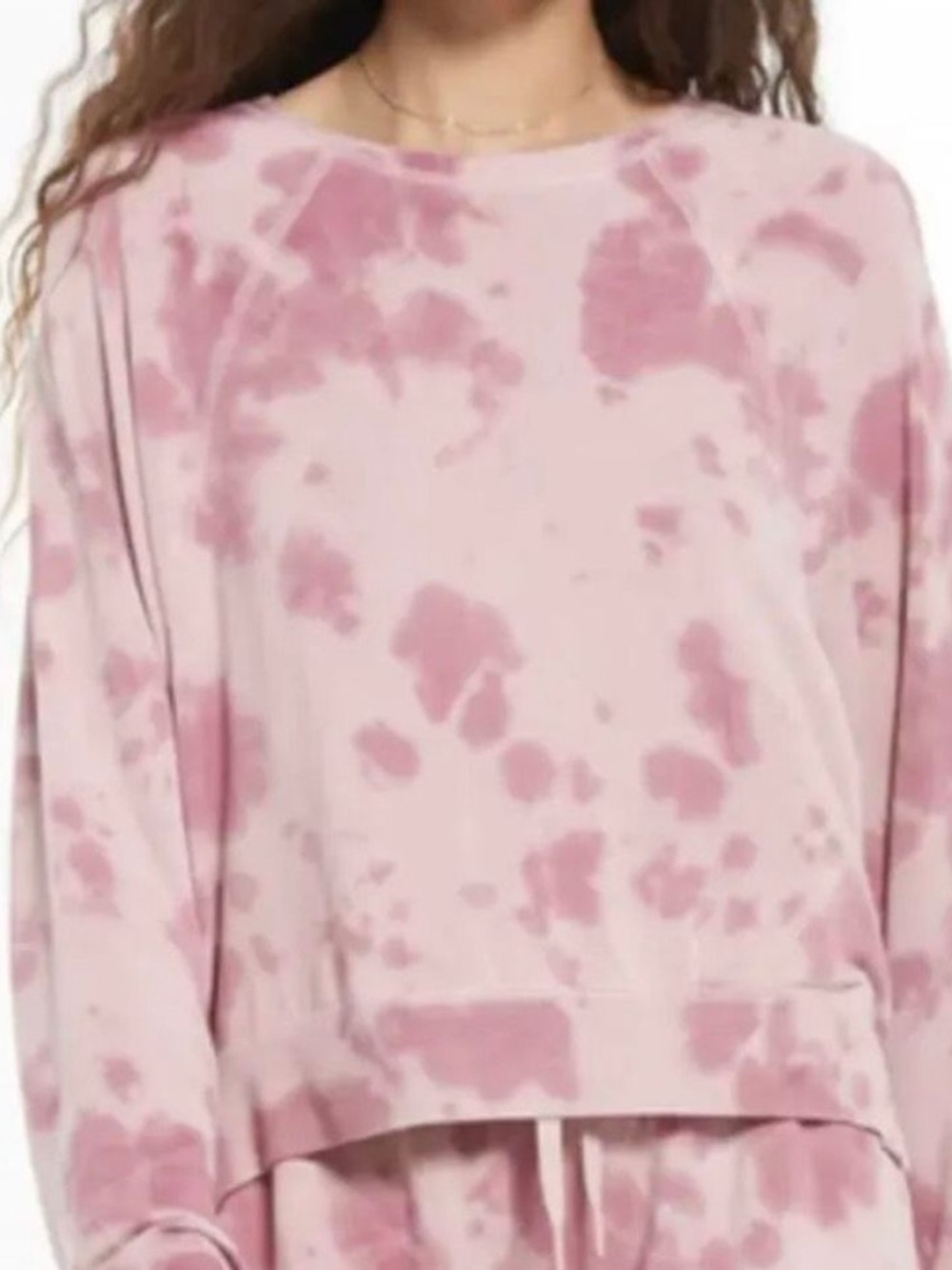 Z‎ Supply Medium Tie Dye Pink/Magenta Crewneck Skimmer Pullover Top